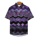 Wavy Bark Texture Pattern Faux Linen Button Down Shirt with chest pocket