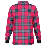 Crimson Plaid Long Sleeve Polo