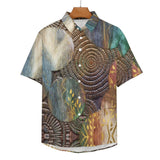 Embossed Wooden Grass Texture Pattern Faux Linen Button Down Shirt with chest pocket