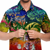 Embossed Rainbow Short Sleeve Button Down Shirt