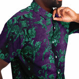 Embossed Teal Velvet Button Down Shirt 5