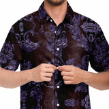 Embossed Purple Velvet Button Down Shirt 8