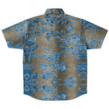 Embossed Blue Velvet Button Down Shirt 6