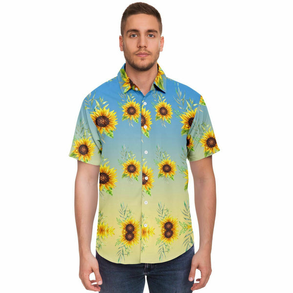 Gradient Sunflowers Button Down Shirt