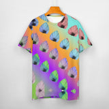 Gradient Leaves Pattern Cotton T-Shirt 6
