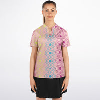 Women's Patterned Stand Up Collar Polo