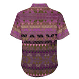 Gradient Triangle Pattern  Faux Linen Button Down Shirt with chest pocket