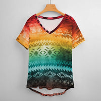 Sunset Tribal Low Cut V-Neck T-Shirt