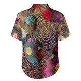 Wood and Rose Texture Pattern Faux Linen Button Down Shirt with chest pocket
