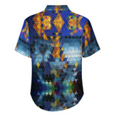 Fire and Geometry Faux Linen Button Down Shirt with chest pocket
