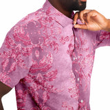 Embossed Pink Velvet Button Down Shirt 2