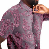 Embossed Pink Velvet Button Down Shirt 5