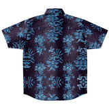 Embossed Blue Velvet Button Down Shirt 9