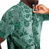 Embossed Teal Velvet Button Down Shirt 2