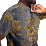 Embossed Gold Velvet Button Down Shirt 4