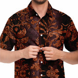 Embossed Russet Velvet Button Down Shirt 9