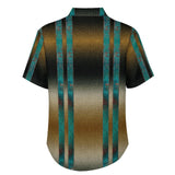 Gradient Linen Double Side Stripe Pattern Faux Linen Button Down Shirt with chest pocket 2