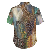 Embossed Wooden Grass Texture Pattern Faux Linen Button Down Shirt with chest pocket