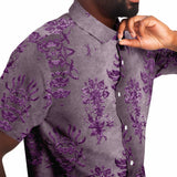 Embossed Purple Velvet Button Down Shirt 4