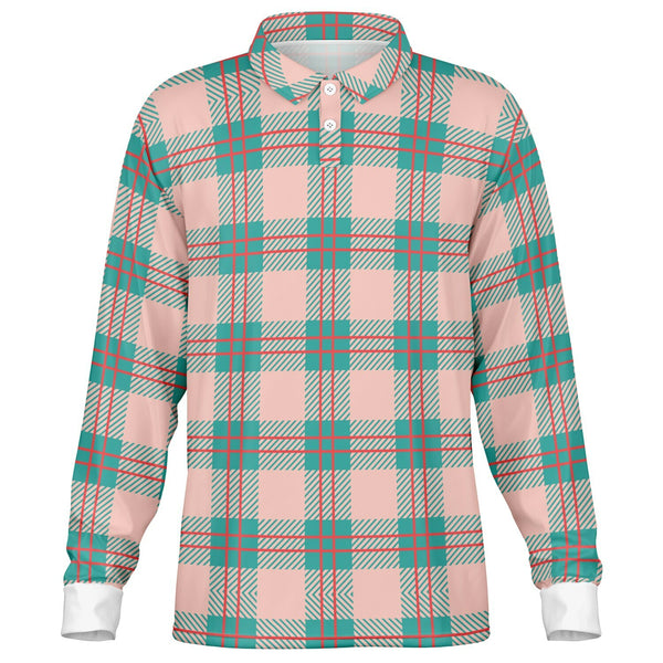 Pop Plaid  Long Sleeve Polo