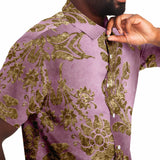 Embossed Gold Velvet Button Down Shirt 10