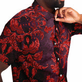Embossed Claret Velvet Button Down Shirt 9