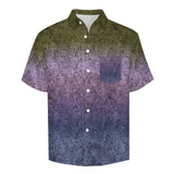 Gradient Texture Pattern Faux Linen Button Down Shirt with chest pocket