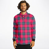 Crimson Plaid Long Sleeve Polo