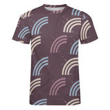Unisex Half Rainbow Pattern Big Print Cotton T-Shirt