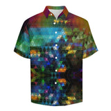 Faded Scenic Landscape Faux Linen Button Down Shirt with chest pocket