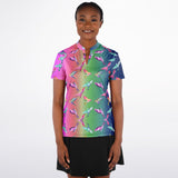 Women's Humming Birds Stand Up Collar Polo