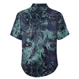 Embossed Rustic Design Faux Linen Button Down Shirt with Chest Pocket 2