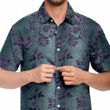 Embossed Purple Velvet Button Down Shirt
