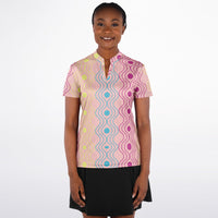 Women's Patterned Stand Up Collar Polo