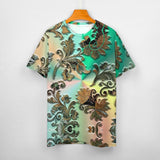 Embossed Botanical pattern cotton t-shirt 4