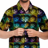 3D Radial Ombre Flowers Button Down Shirt
