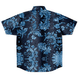Embossed Blue Velvet Button Down Shirt 5
