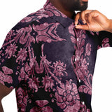 Embossed Pink Velvet Button Down Shirt 9