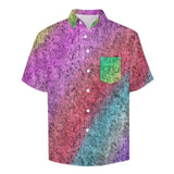 Gradient Texture Pattern Faux Linen Button Down Shirt with chest pocket 9