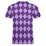 Purple Argyle Pattern Cotton T-Shirt
