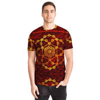 Red and Gold Geometric T-shirt