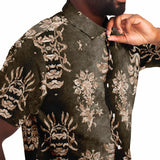 Embossed Champagne Velvet Button Down Shirt 8