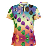 Women's Gradient Leaves Stand Up Collar Polo