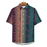 Tribal Pattern Faux Linen Shirt with pocket 2