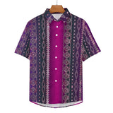 Tribal Pattern Faux Linen Shirt with pocket 6