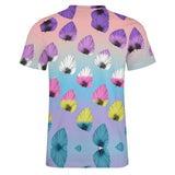 Gradient Leaves Pattern Cotton T-Shirt 3