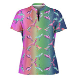 Women's Humming Birds Stand Up Collar Polo