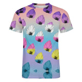 Gradient Leaves Pattern Cotton T-Shirt 3