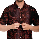Embossed Russet Velvet Button Down Shirt 10