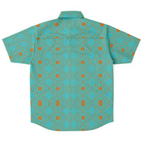 Turquoise Sand Wave Circle Button Down